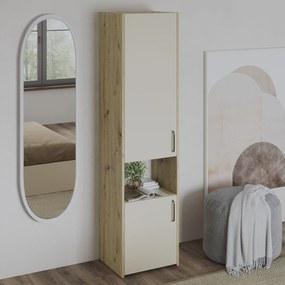 Dulap Malmo, 2 Usi, cu spatiu, Stejar Artisan/Argila, 50 x 42 x 200 cm