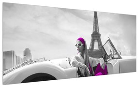 Tablou cu turnul Eiffel și mașină (120x50 cm), în 40 de alte dimensiuni noi