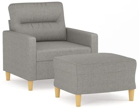 3153413 vidaXL Fotoliu canapea cu taburet, gri deschis, 60 cm, textil