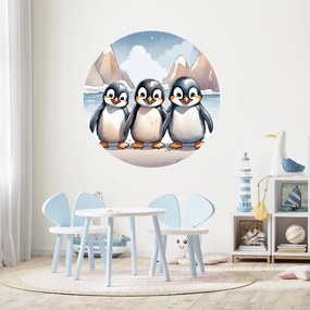 PIPPER. Autocolant circular de perete „Pinguinii” mărimea: 60cm