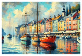 Tablou bărci în portul colorat