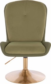 HR690N Scaun Velvet&amp;soft Piele Pu Măsline/Khaki Bază Aurie