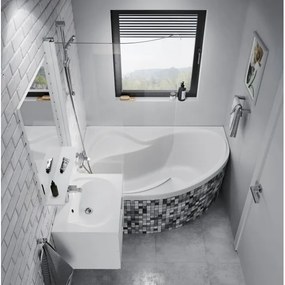 Cadă de colț ROSA 160 x 105 cm, acrilic, alb — Ravak CM21000000