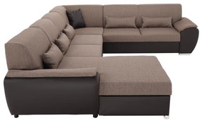 Colţar în formă de U, material textil maro/piele ecologică maro, stânga, EMILY U