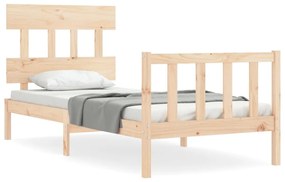 3193296 vidaXL Cadru de pat cu tăblie single mic, lemn masiv