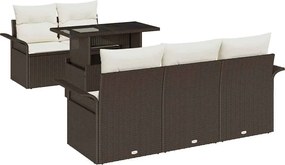 vidaXL Set de canapele pentru grădină cu pernă 6 pcs Maro poliratan