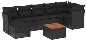 3256083 vidaXL Set mobilier de grădină cu perne, 8 piese, negru, poliratan