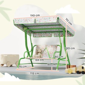 AIYAPLAY Leagăn pentru Copii cu Copertină Reglabilă și Centură de Siguranță, 120x112x75 cm, Verde | Aosom Romania