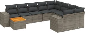 vidaXL Set canapele de grădină cu perne, 11 piese, gri, poliratan