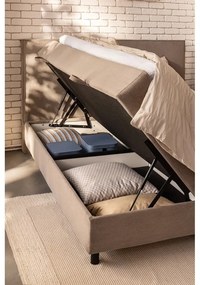 Pat boxspring bej cu spațiu de depozitare 180x200 cm Elva Bold Line – Bonami Selection