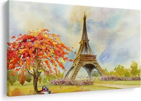 Tablou pictat cu turnul Eiffel (90x60 cm)