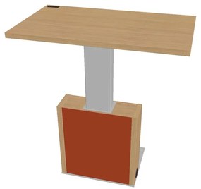 Masă de conferință reglabilă Verno+ S 120 x 70 cm, stejar deschis / portocaliu