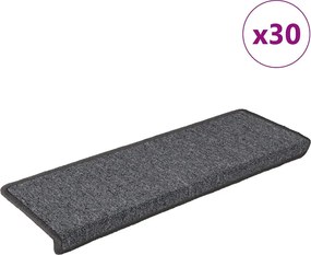 vidaXL Covorașe pentru scări, 30 buc., 65x21x4 cm, gri închis, cu margini dreptunghiulare