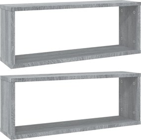 vidaXL Rafturi de perete cub, 2 buc., gri sonoma, 60x15x23 cm, lemn