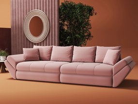 Canapea extensibilă dumonde cu ladă de depozitare si sezut confortabil din spuma high-density, Loana Royal Roz 300x100 cm