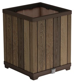 Cutie decorativă pătrată din plastic cu relief, 74 L, nuc