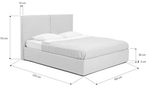 Pat matrimonial albastru tapițat cu spațiu de depozitare cu somieră 180x200 cm Thessa Bold – Bonami Selection