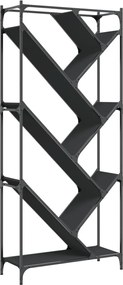 vidaXL Bibliotecă, negru, 79x30x180 cm, lemn prelucrat și metal