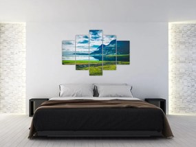 Tablou cu lac și munți (150x105 cm)
