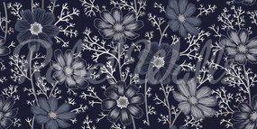 Fototapet, Grand Flowers, Blue, Rebel Walls