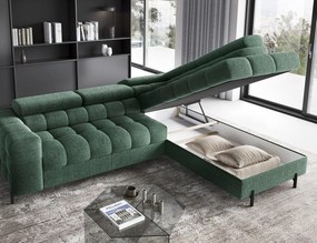 Coltar extensibil dreapta 5 locuri ELTAP, RT-35AMO, Ferucce, 276x200x93 cm, lemn/poliester, verde inchis