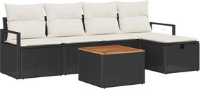 vidaXL Set de canapele pentru grădină cu pernă 6 pcs Negru Rattan poli
