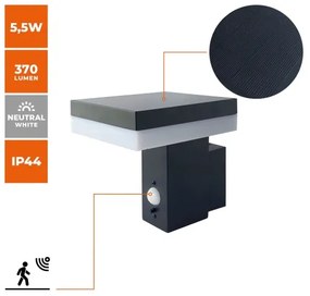 Aplică LED solară cu senzor SOLARIS2 LED/5,5W/3,7V 4000K IP44