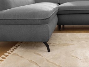 Colțar gri cu tapițerie din chenille (cu colț pe partea stângă/în formă de ”L”) Marbeya – Ropez