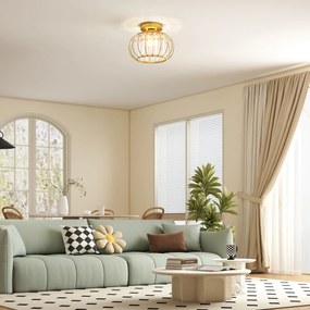 HOMCOM Plafonieră modernă, cristale, auriu, soclu E27, ideală pentru living și dormitor | Aosom Romania