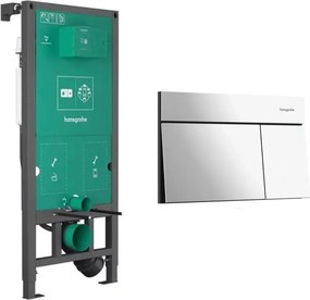 Rezervor incastrat Hansgrohe iFrame 112 cm pentru vas WC suspendat si clapeta iFrame Element E crom lucios