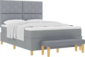 vidaXL Pat cu arcuri cu saltea Gri deschis 160 x 200 cm țesătură