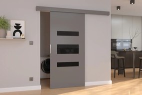 Ușă glisantă DESIO (Latime: 86 cm, Culoare: Sonoma /Negru Lacobel)
