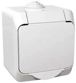 Priza simpla cu impamantare si capac, 16A, IP44, alb, Schneider Cedar