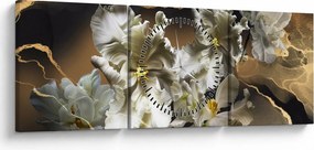 Tablou - Flori de orhidee pe fundal de marmură (cu ceas) (90x30 cm)
