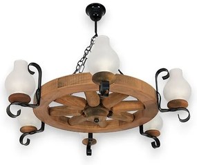 Lustră pe lanț Brilagi ROATA 6xE14/40W/230V fag