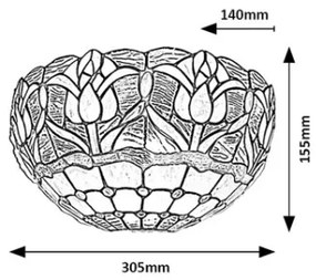 Brilagi - Aplica de perete Tiffany LORAS cu vitralii 1xE14/40W/230V