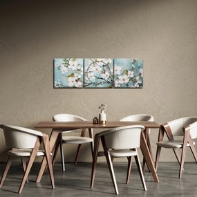 Tablou - Pictură, ramuri de copac înflorit (cu ceas) (90x30 cm)