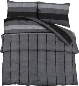 vidaXL Set cu husă de pilotă, gri închis, 200x200 cm, bumbac