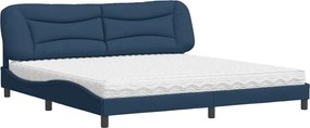 vidaXL Pat cu saltea, Hvar, albastru, 200x200 cm, textil