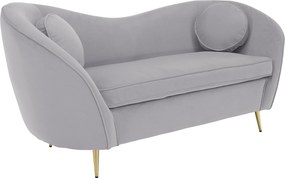 Canapea de design cu 2 locuri, ţesătură Velvet gri/gold crom auriu, EZIO TYP 2