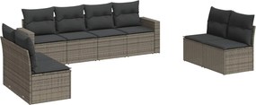 vidaXL Set canapele de grădină cu perne, 8 piese, gri, poliratan
