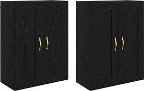 vidaXL Cabinet suspendat 2 pcs Stejar Negru 69,5 x 34 x 90 cm