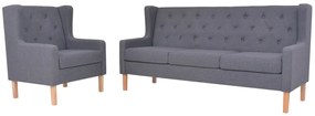 vidaXL Set canapea, 2 piese, gri, material textil
