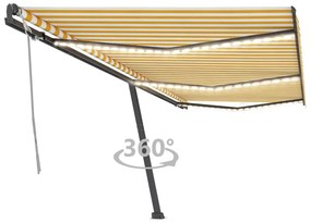 Copertina retractabila manual cu LED, galben si alb, 600x300 cm