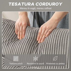 HOMCOM Canapea Extensibilă Modernă în Formă de U și Spații de Depozitare, Catifea Reiată, 282x140x86 cm, Gri | Aosom Romania