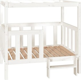 vidaXL Pat pentru câini, alb, 105,5x83,5x100 cm, lemn masiv de pin