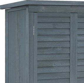 Outsunny Dulap de grădină pentru unelte din lemn, 2 rafturi, acoperiș bituminos, uși cu obloane, 87 x 47 x 160 cm, gri | Aosom Romania