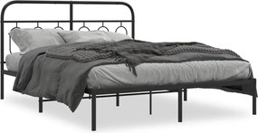 vidaXL Cadru de pat metalic cu tăblie, negru, 140x200 cm