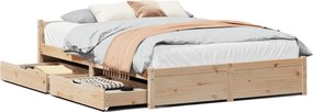 vidaXL Cadru de pat fără saltea, 135x190 cm, lemn masiv de pin