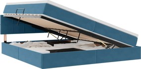 vidaXL Pat cu saltea și LED Albastru închis 200 x 200 cm Catifea